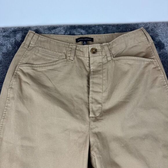 Banana Republic Riding Pants Tie Ankle Cargo Button Fly Khaki Women's 8 Long NWT - Picture 2 of 10